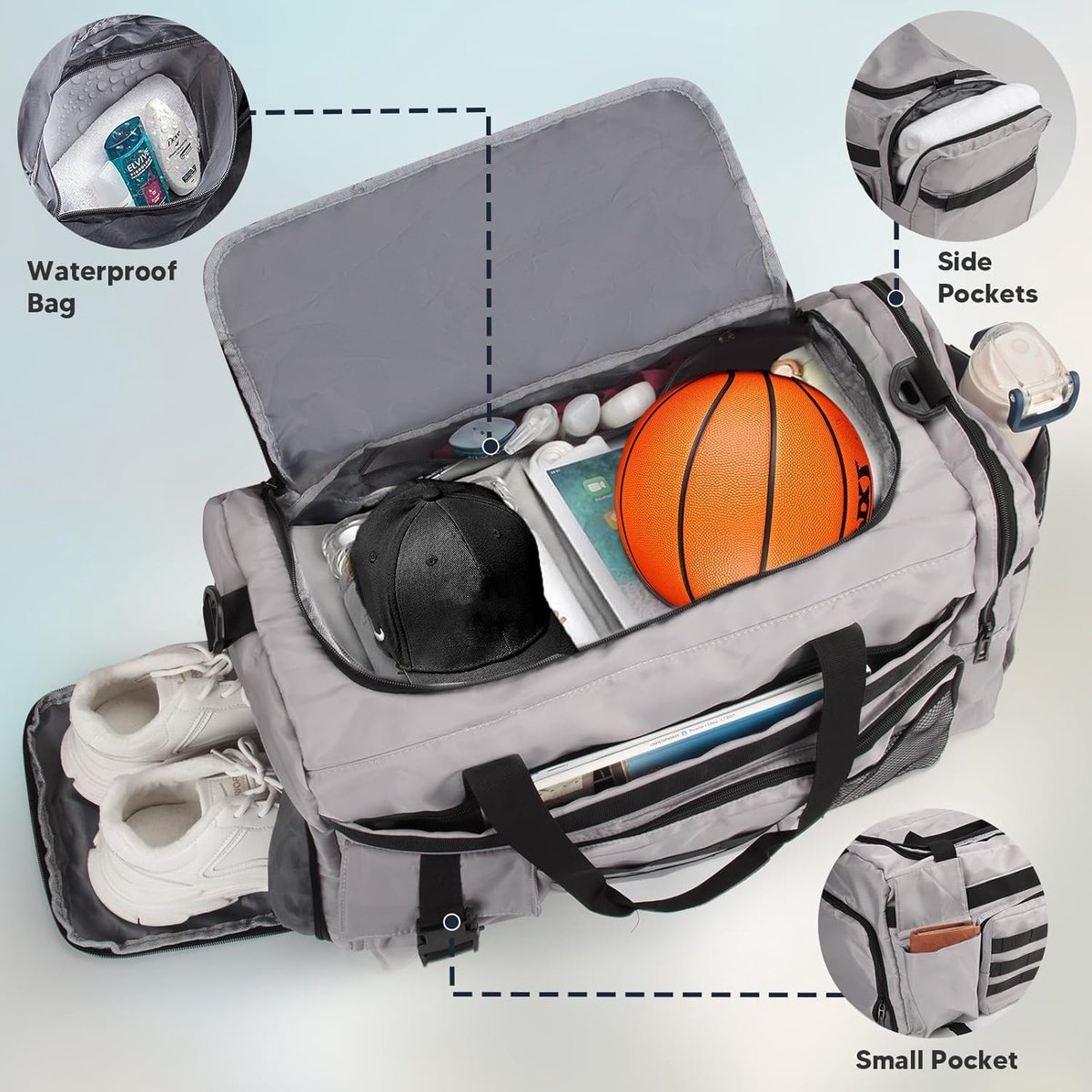 53L Sporttas voor Dames en Heren - Ruimtelijke Duffelbag met Schoenenvak en Waterdichte Compartment — cadeau in Sport & Outdoor - foto 2