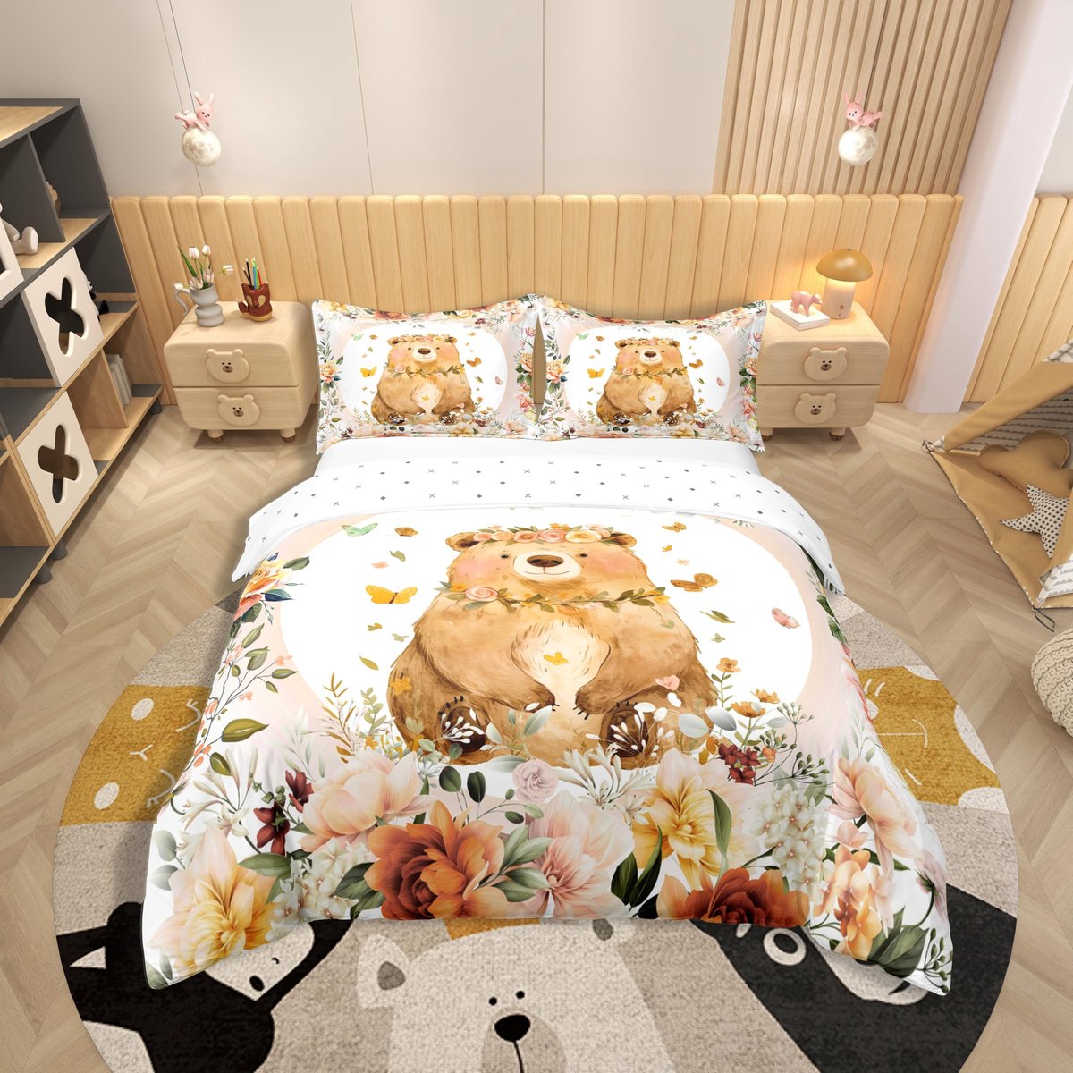 Azomor® Kinder Beddengoed Set met Schattige Dieren en Bloemenmotief van Katoen