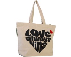 Boodschappentas met rits - Love design- Origineel cadeau - Duurzame Tas Gerecycled Katoen