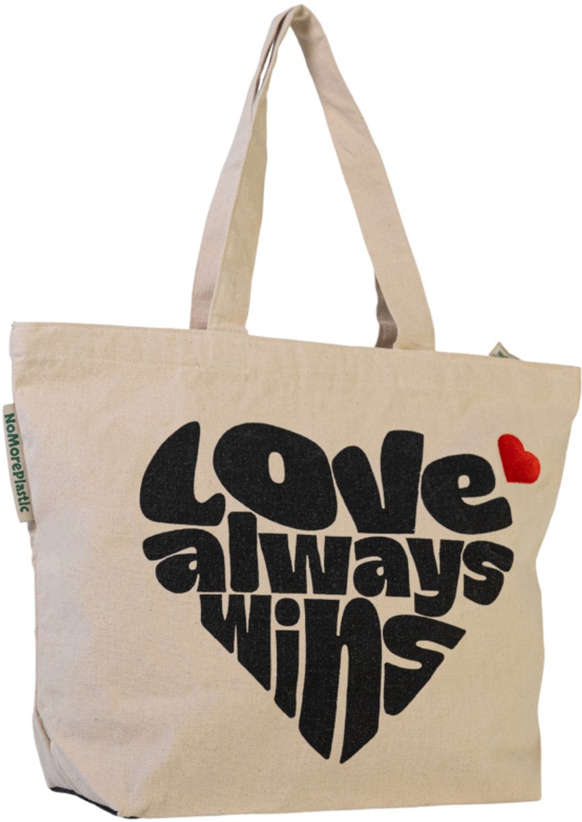 Boodschappentas met rits - Love design- Origineel cadeau - Duurzame Tas Gerecycled Katoen
