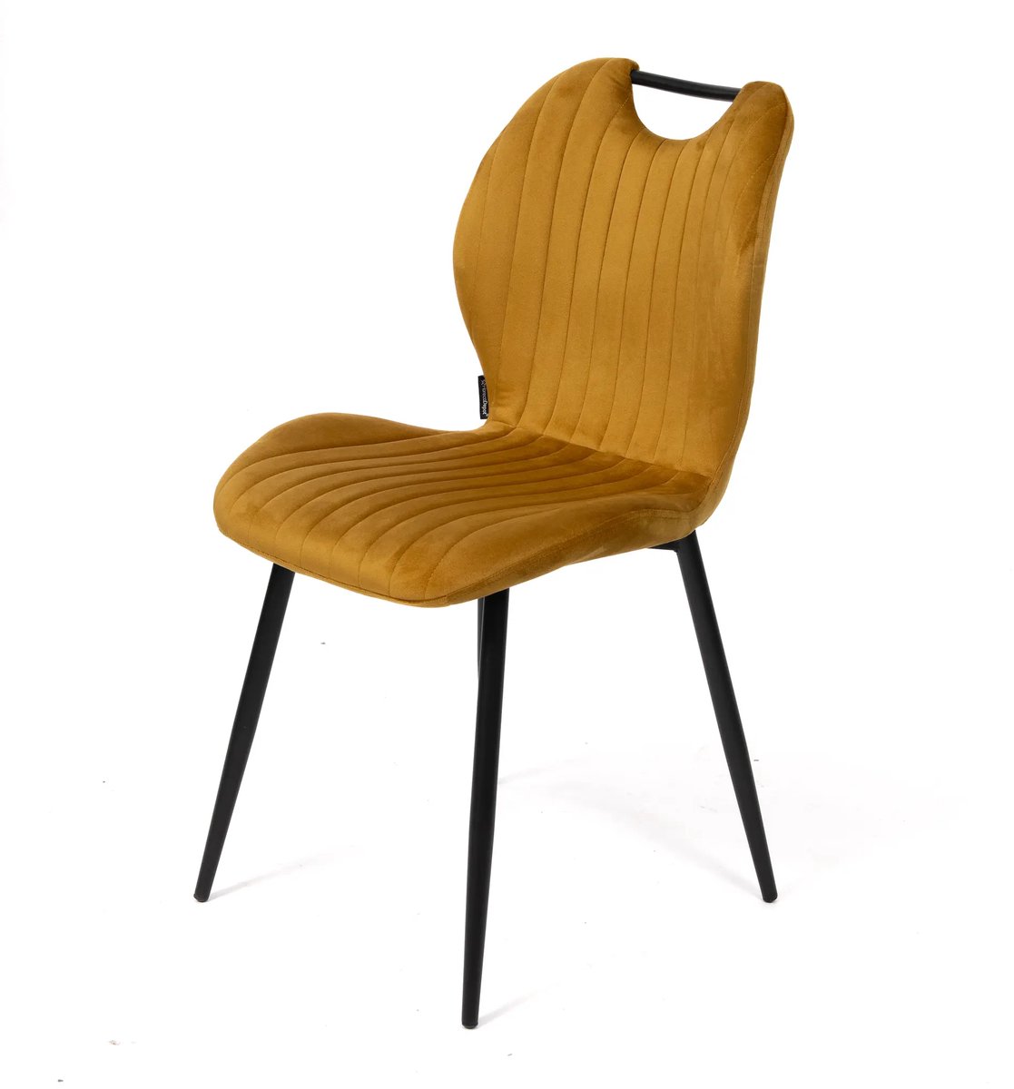 DepotHome - Brindisi Yellow - Set van 4 stoelen - Fluwelen eetkamerstoel – verticale stiksels - zwarte metalen poten - Handgreep – huis & horeca