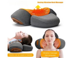 Elektrisch Nekmassage Apparaat – Massagekussen met Warmte en Trillingen – Anti Nekpijn en Schouderklachten – Nek- en Schoudermassage met Cervicale Ondersteuning - ZWART