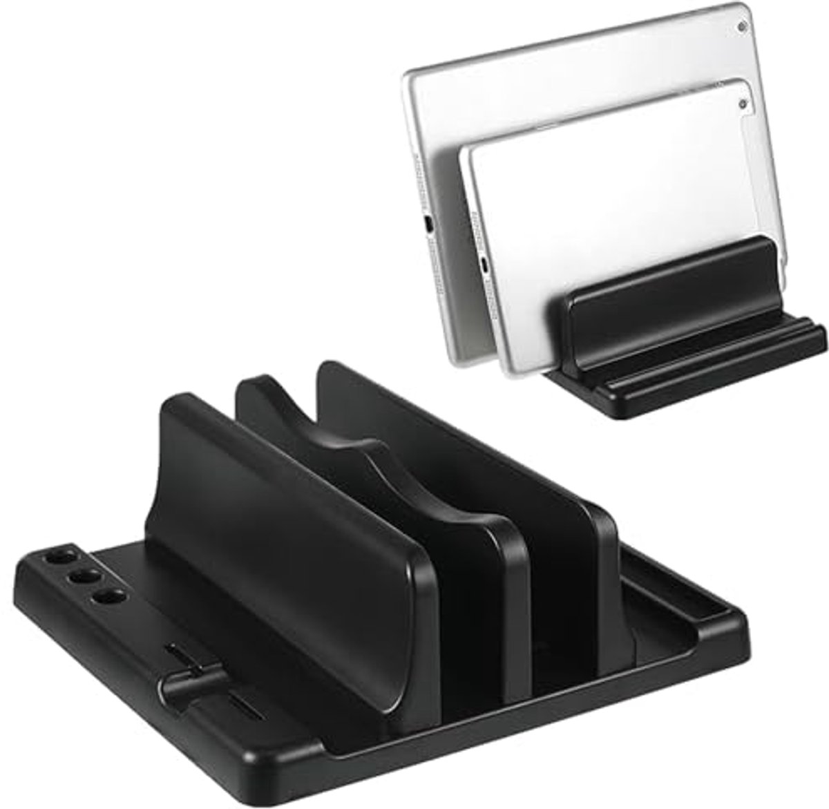 Verstelbare Verticale Laptopstandaard - Enkele Slot, Draagbaar, Bureau Opbergshelf - Zwart