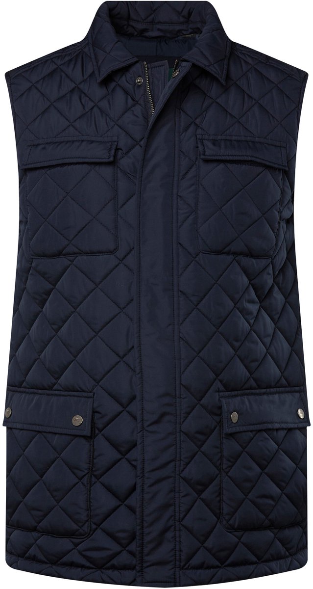 Boston Park - Heren - Doorgestikte bodywarmer overhemdkraag - Navy blauw - Maat XL