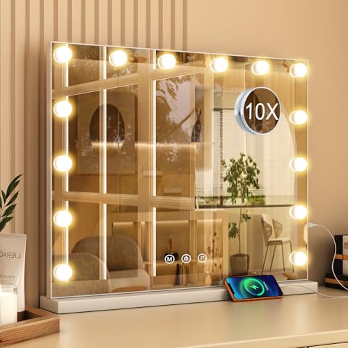 Make-upspiegel met Verlichting - 3 Lichtkleuren en Dimmer voor Perfecte Looks