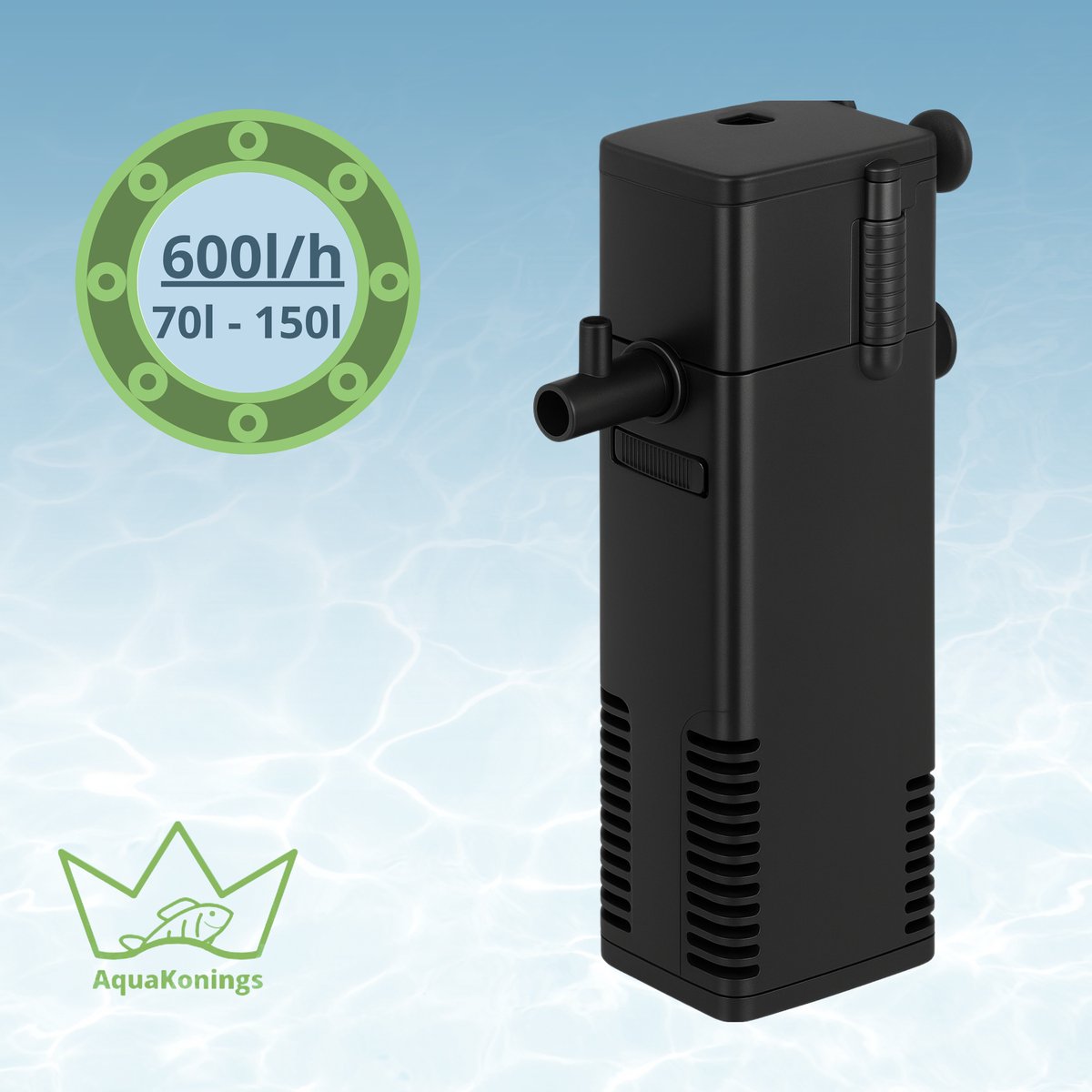 AquaKonings - Aquariumfilter 600L/H 70L-150L – Aquarium filter pomp – Zuurstofpomp