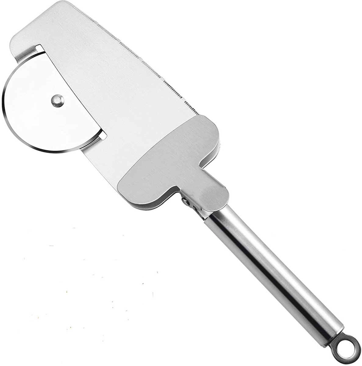 Pizzaschneider - Pizzaroller - 28 Cm Lengte Rvs Klingen - 1 Stuk - Keukenhulpmiddel Zilver