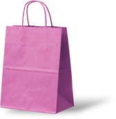 Papieren Tasjes Kraft - Roze - Medium - 24x12x31 cm - 50 Stuks