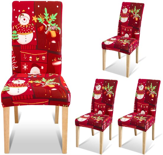 Stoelhoes Kerstmis kerststoelhoezen, set van 4, kersthuispatroon, Feestelijke Decoratie en Stoelbeschermer Kerst