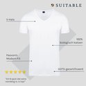 Witte V-hals t-shirt met korte mouwen, 100% biologisch katoen, GOTS-gecertificeerd.