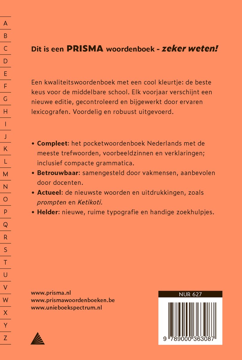 Prisma woordenboek Nederlands - back cover