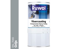 Ruwol 2K Epoxy Vloercoating Grijs (RAL 7040) 1 kg - Vloerverf - 3 populaire kleuren - Garagevloer Coating - Slijtvast, naadloos en vloeistofdicht - Eenvoudig Schoon te maken - 2 componenten verf