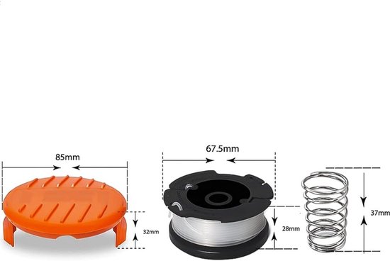 Maaidraad - 6 Stuks - trimmerdraad - Reserve draden - draadspoelen - Geschikt Voor Black Decker, Bekasa AF-100-3ZP en A6481 - lengte 30 ft - Vervangt spoelen uit de GL280-, GLC1825N - serie met doppen en veren - wit van Bekasa — afbeelding 3