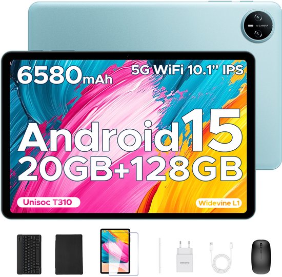 Tablette Android 16 KINGRID T20 10 Pouces – 24Go RAM, 256Go ROM, Clavier Inclus, Gemini AI, 5G Wi-Fi