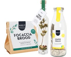 Pineut ® Borrelplank Pakket Tapas - Italiaans Borrelpakket - Borrelbrood Focaccia, Tapenade & Vinaigrette - Verwenbox Borrel - Geschenkpakket Borrelhapjes - Gezellig Genieten