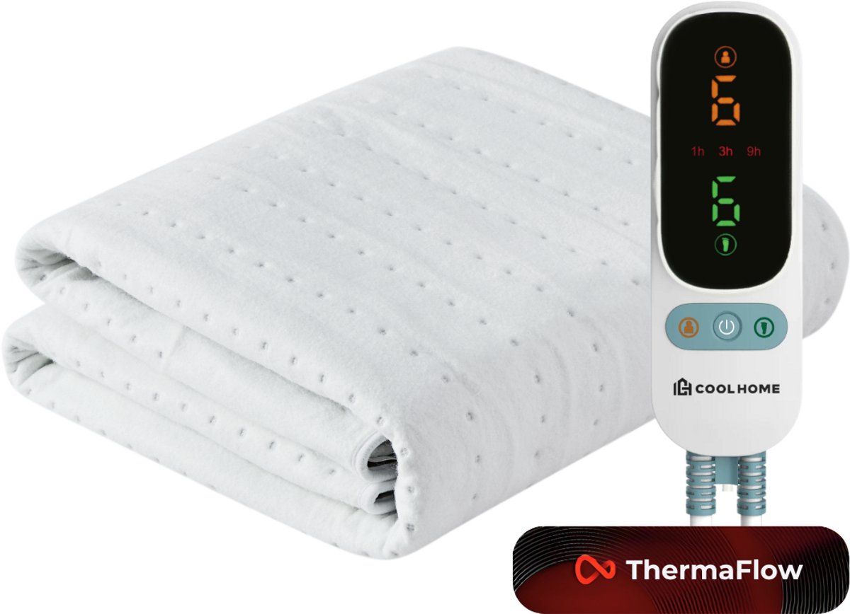 CCoolHome UB25 Elektrisch Onderdeken- 1 Persoons – 190x90 cm – 6 Warmtestanden - Dual zone– Timer & Oververhittingsbeveiliging - Extra zacht - Wit - CCoolHome - €29,00