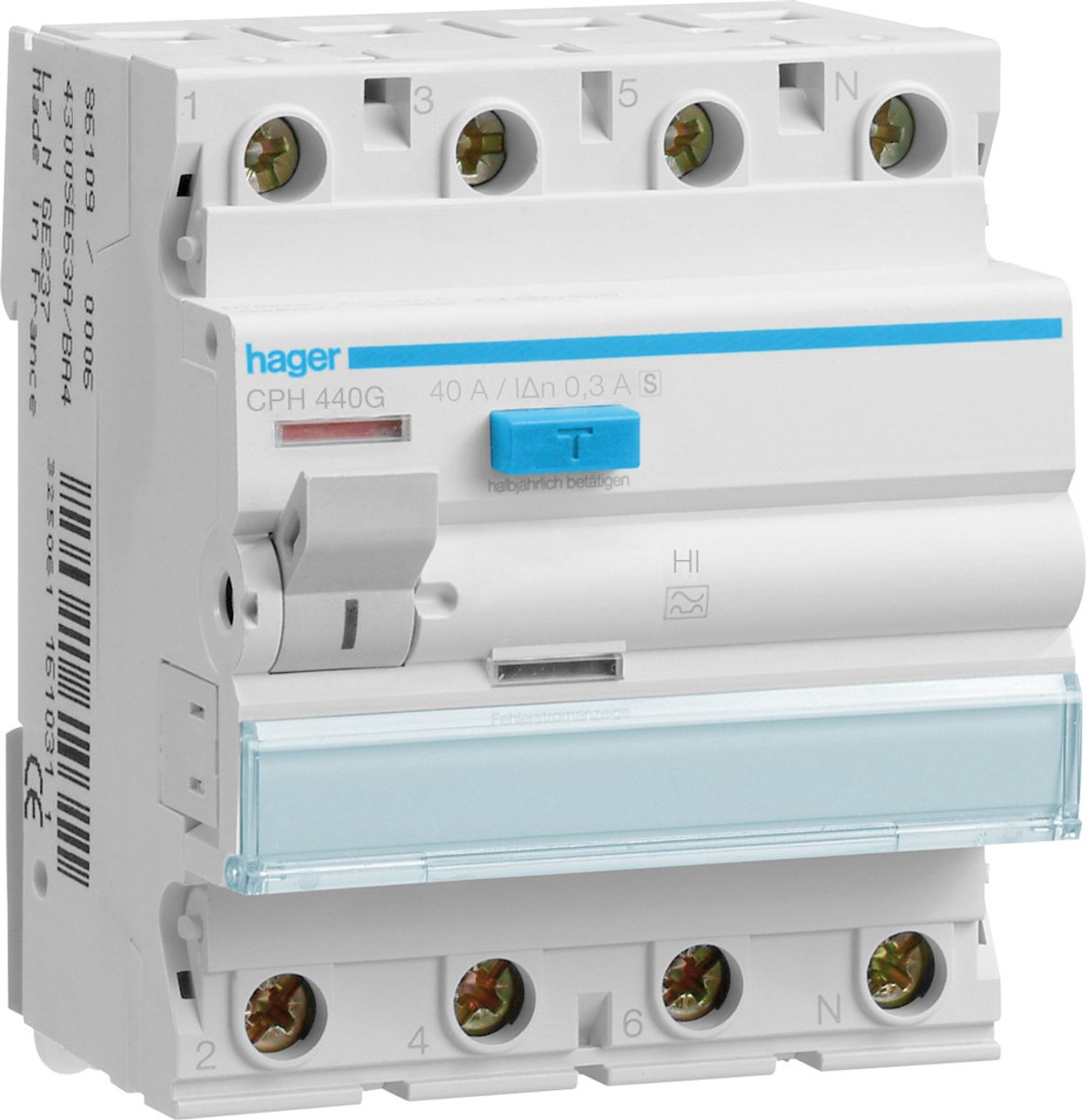 Hager CPH440G HAG ALS 4P 40 A 300 MA S