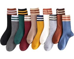Sokken - 10 Paar sokken - Voordeelbundel dames sokken Maat 36/40 - Sokken Dames - comfortabele mode gestreepte atletische sokken - kousen - Dames Sokken Effen Kleur - Lange sokken - herfst Sokken - zacht, absorberend, ademend - Voor herfst en lente