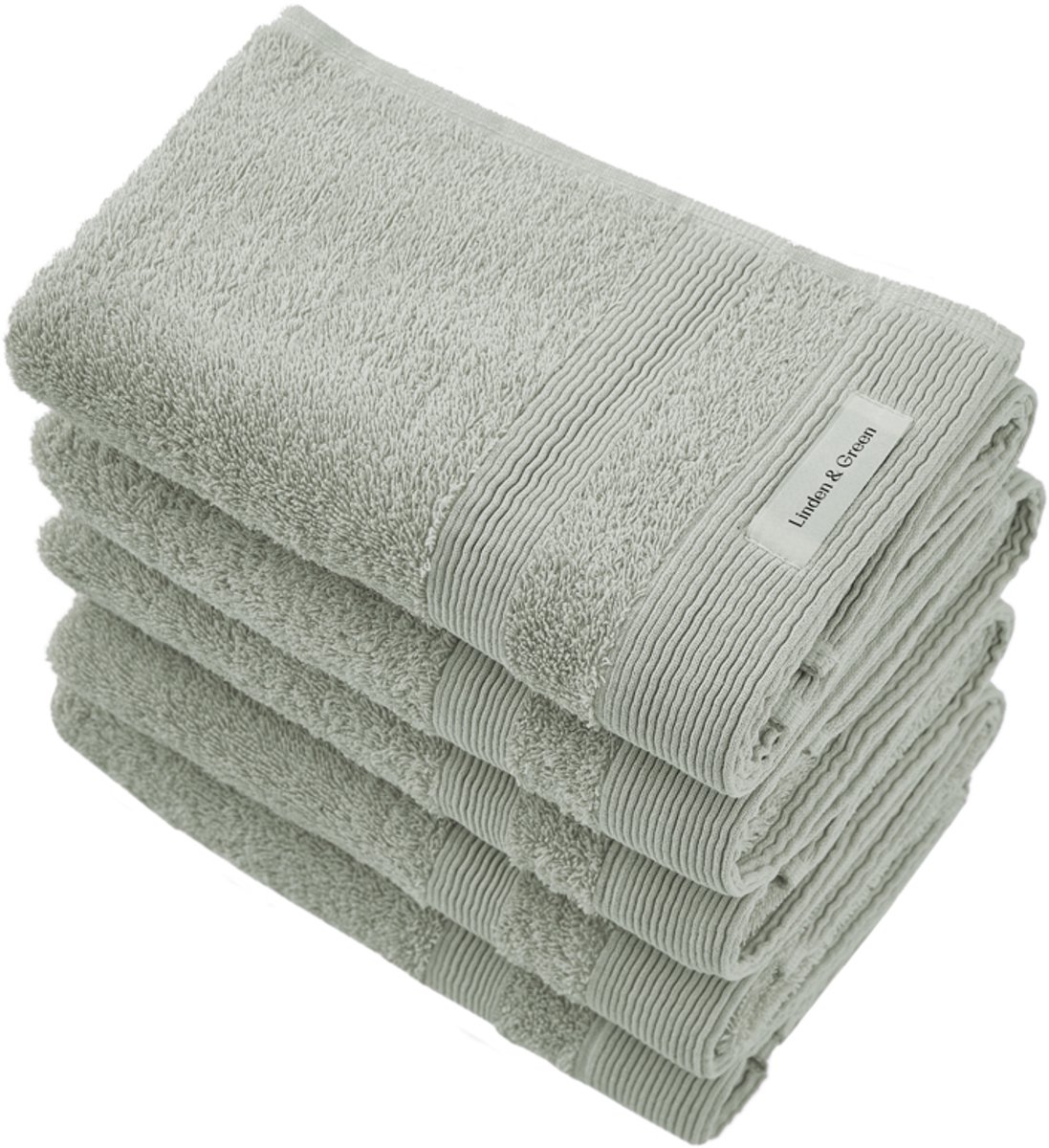 L&G - Handdoeken - 5 delig - 5 Handdoeken 50x100 cm - 100% Katoen - Groene Handdoek - Handdoeken katoen- Pale Olive