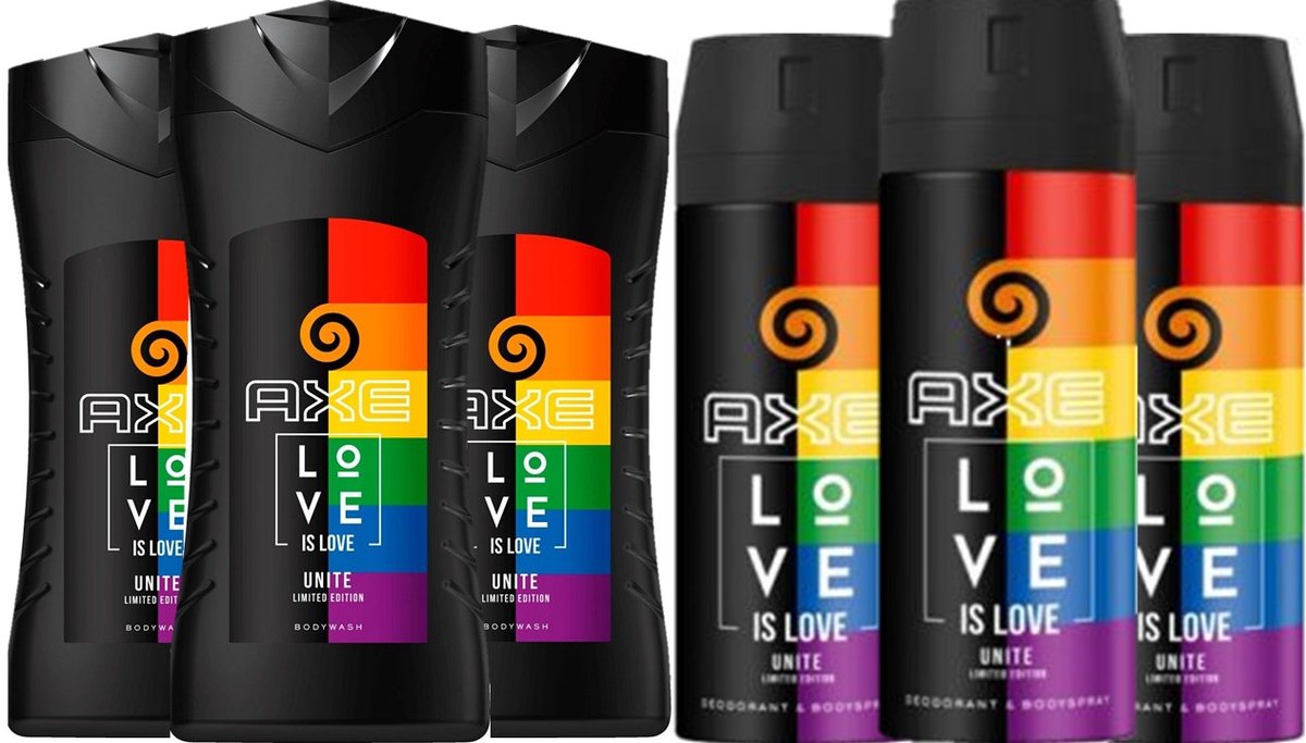 AXE Love is Love Unite - SET - Douchegel 3 x 250 ml & Deo Spray 3 x 150 ml