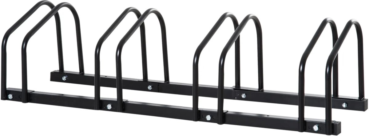 TRUUSK Fietsenrek voor 5 Fietsen - Weerbestendig en Duurzaam - Vloer- en Wandmontage - Staal - Zilver - 145x33x27cm
