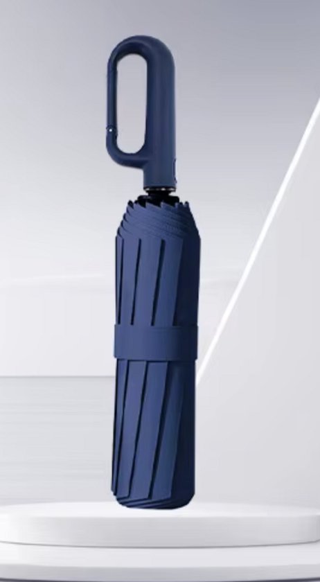 Blauwe stormparaplu – compact – automatisch – opvouwbaar – UV-bestendig