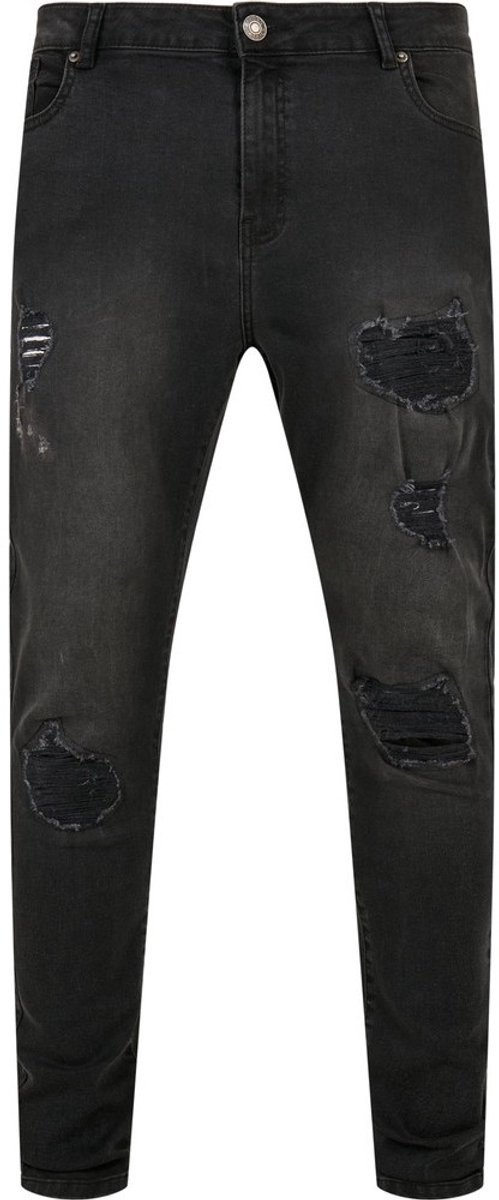 Urban Classics Heavy Destroyed Slim Fit Jeans Realblk Heavy Destroyed Washed-W33-L32 Zwart