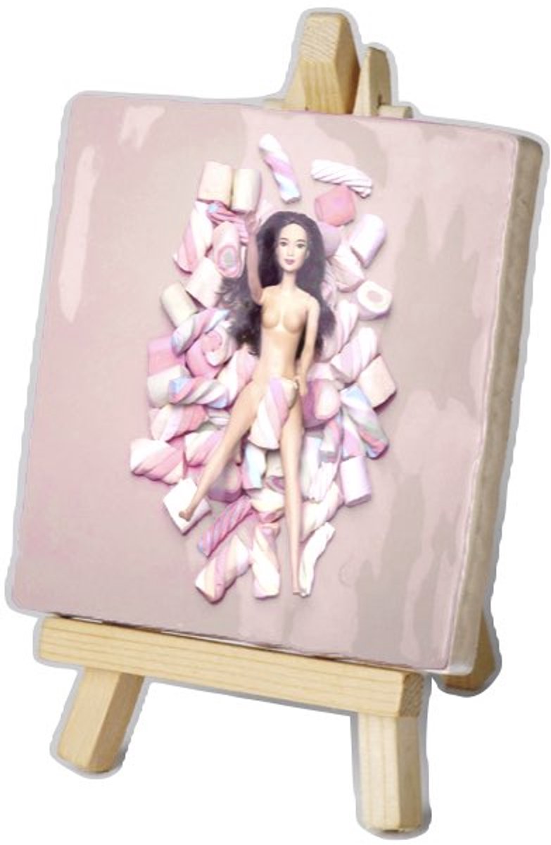 Kunsttegeltje - Maik de Boer - Rose Artwork 009 - Met Houten Ezeltje