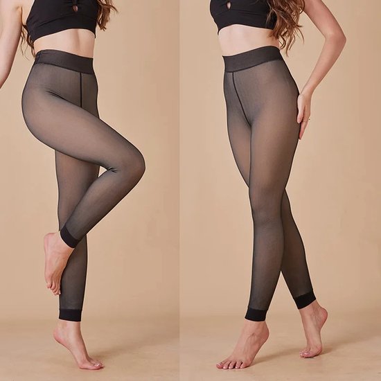 Thermo Legging Dames – Warme Winter Legging met Fleecevoering en Hoge Taille – Zwarte Opaque Pantybroek – Dikke Elastische Thermolegging voor Buiten, Sport of Thuis – Maat XL (50–85 kg) — afbeelding 3
