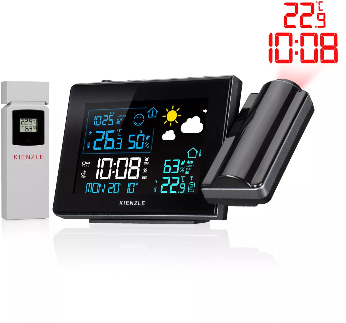 Kienzle Weerstation - Wandprojectie - Thermo-, Hygrometer - Zwart
