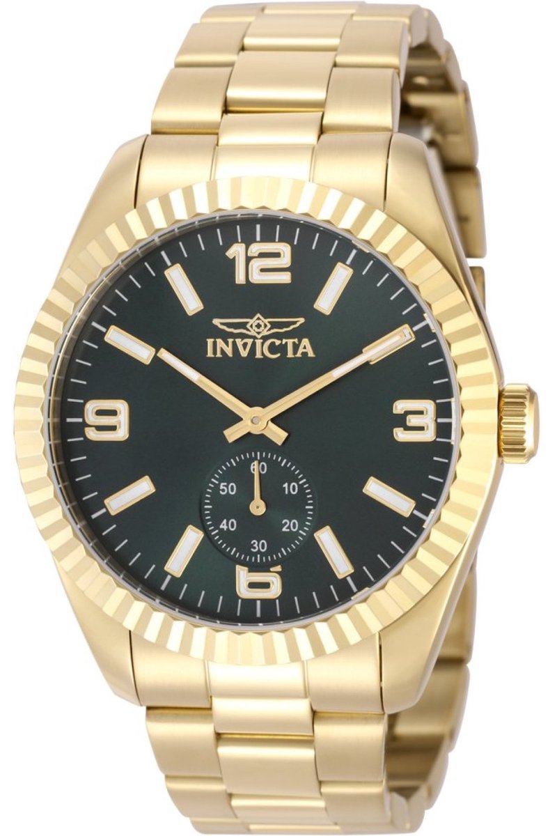 Invicta Specialty 49390 Heren Horloge - Waterdicht - Analoog - Quartz Uurwerk - Roestvrij Staal met groene Wijzerplaat - 43mm