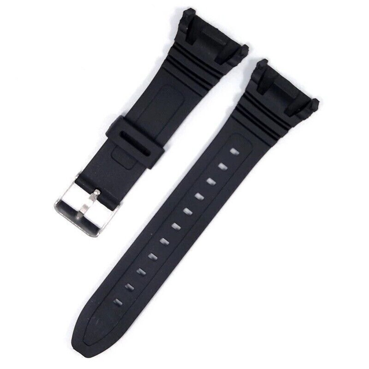 28x21mm Geschikt voor Casio W96H W96 W-96H 577EA1 W-96H-1AV W-96H-1 horlogeband zwarte band met zilveren metalen gesp