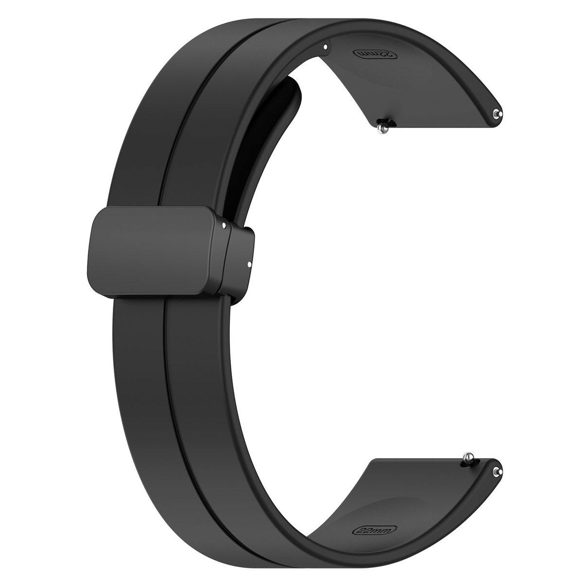 Geschikt voor Galaxy Watch 4, 5, 6 en 7 (40-44-45 mm) Siliconen band met magnetische gesp - Zwart - Universele band met snelsluiting van 22 mm (zwarte gesp)
