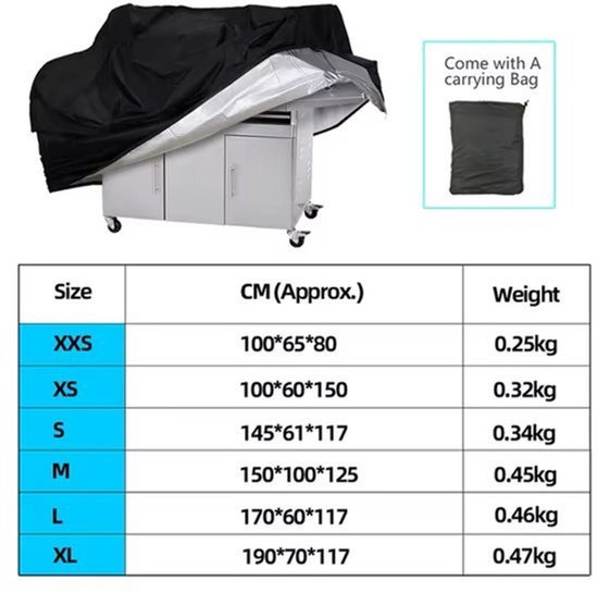 TammaT - Housse de BBQ - Housse de protection imperméable - Protection UV - Taille XXS 180 x 66 x 100 cm - Avec cordon de serrage