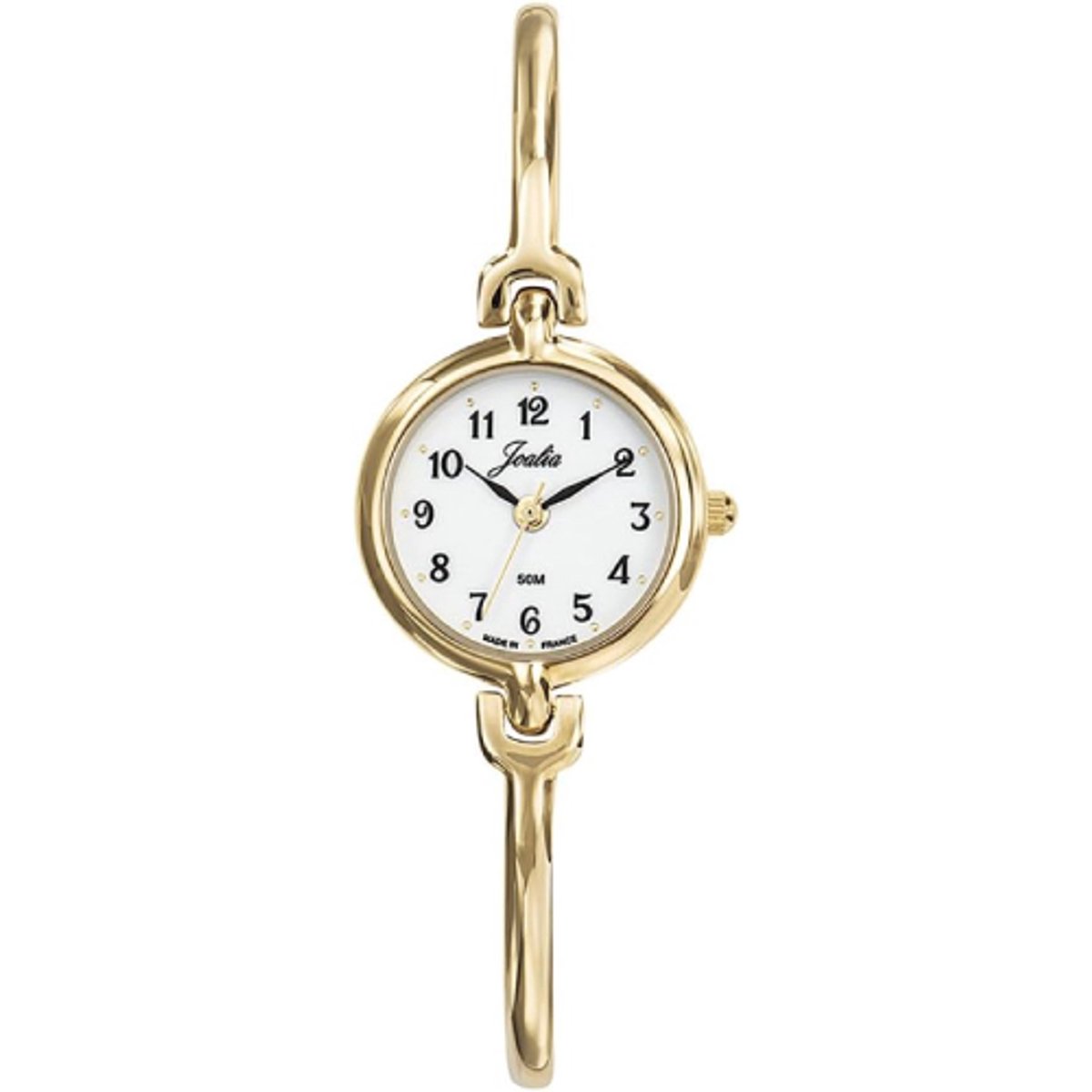 Joalia-model 630503-Dameshorloge-made in france-5 atm waterdicht-goudkleurig-duidelijke wijzerplaat-diameter 22 mm