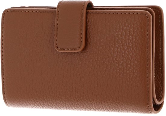 COCCINELLE Cuir porte-monnaie Metallic Soft Mini Wallet Grained Leather Cognac brun