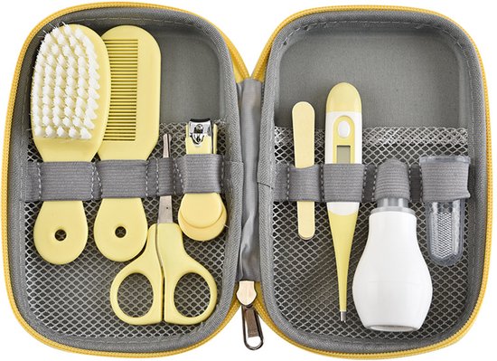 Baby Verzorgingsset - baby manicureset - Baby Verzorgingsproducten - Manicureset en nagelset met nagelknipper, nagelvijl en nagelschaartje - Borstel en kam voor de haarverzorging - Neuszuiger - Kraamcadeau Meisje - LOUZIR