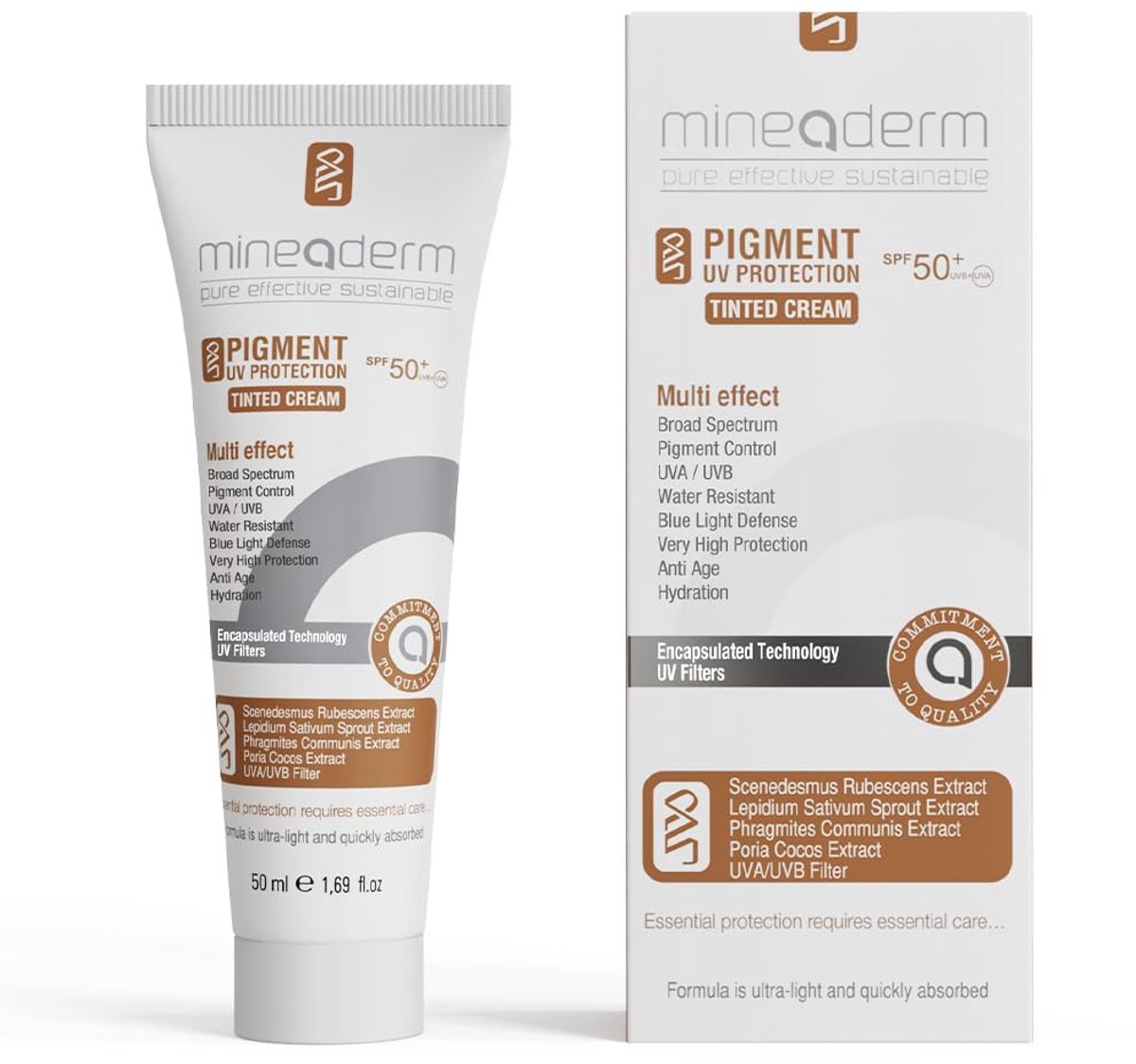 Pigment UV Protection Tinted Sunscreen SPF 50+ – Broad Spectrum UVA/UVB Protection, Anti-Aging & Blue Light Filter, Moisturizing & Non-Greasy, Daily Facial Care with Natural Tint 50ml
