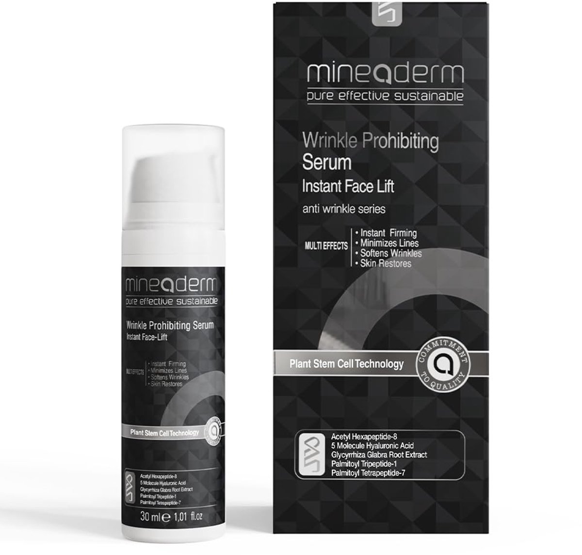 Mineaderm Anti-Wrinkle Serum with Peptides, 5-fold Hyaluronic Acid & Vitamin E – Firming & Moisturizing Anti-Aging Serum for Face, Neck & Décolleté – 30ml
