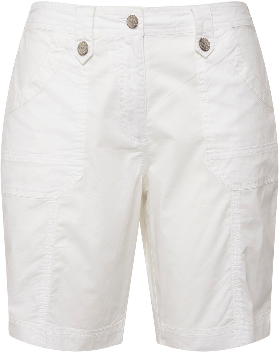 Ulla Popken - Dames - Cargo-bermuda comfortabele tailleband 4-pocket model - Sneeuwwit - Maat 46
