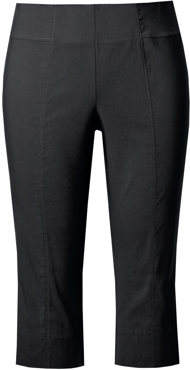 Ulla Popken - Dames - Bengaline capri zeer elastisch kreukvrij - Zwart - Maat 44