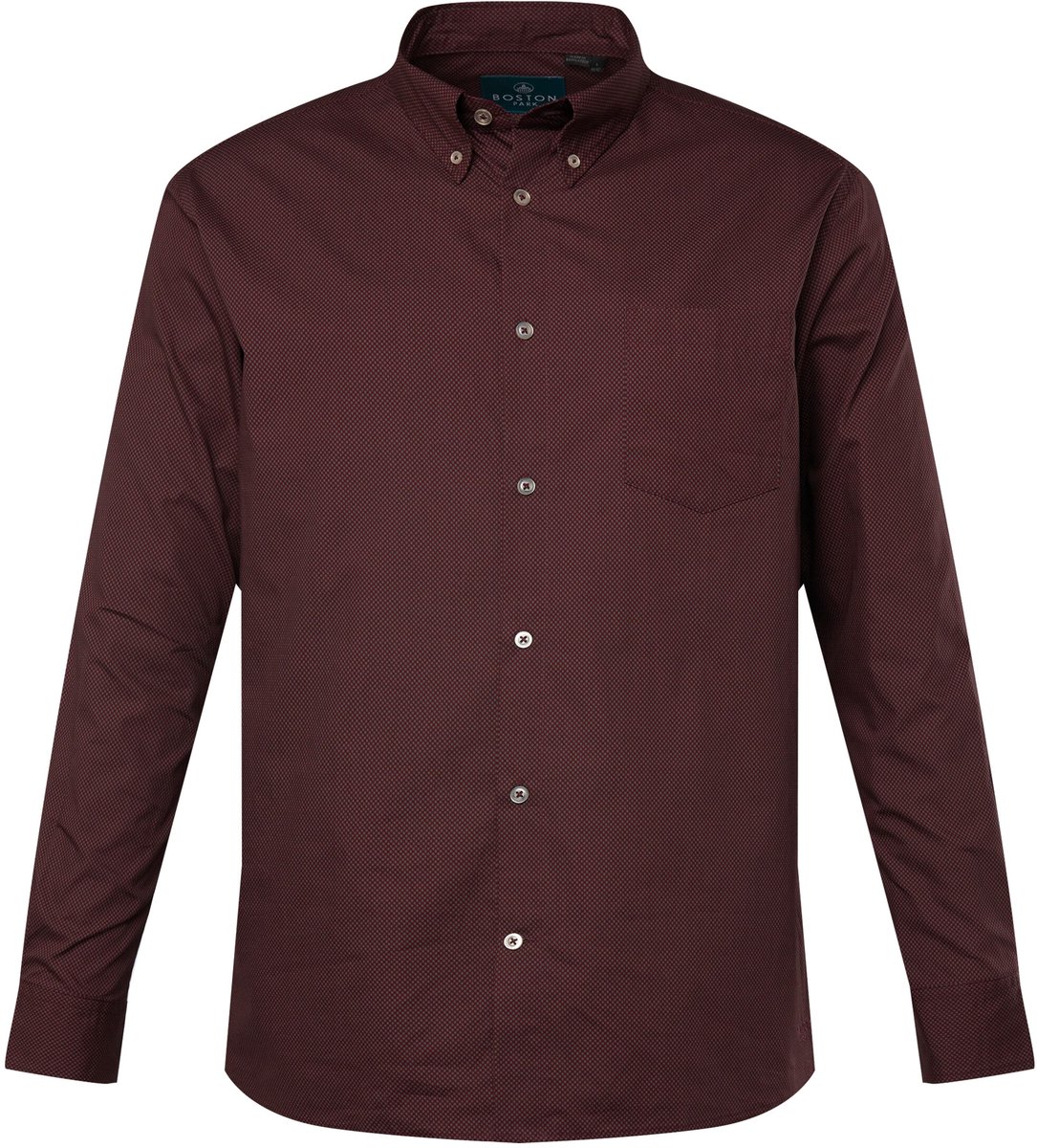 Boston Park - Heren - Overhemd lange mouwen minimalistisch motief Comfort Fit - Donkerrood - Maat 8XL