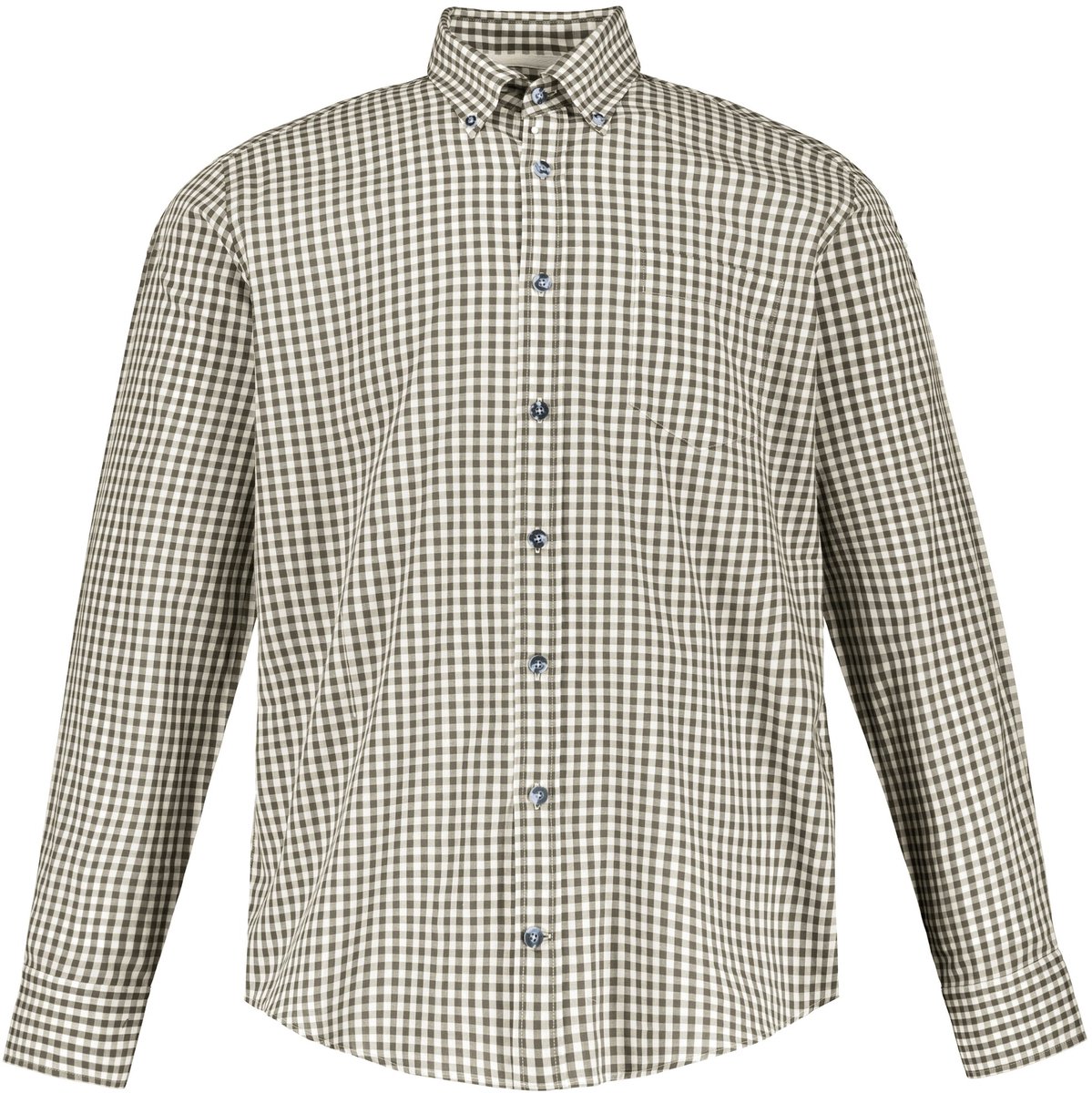 JP 1880 - Heren - Ruitenshirt traditionele kostuum lange mouwen buttondown-kraag - Donkerolijf - Maat 8XL