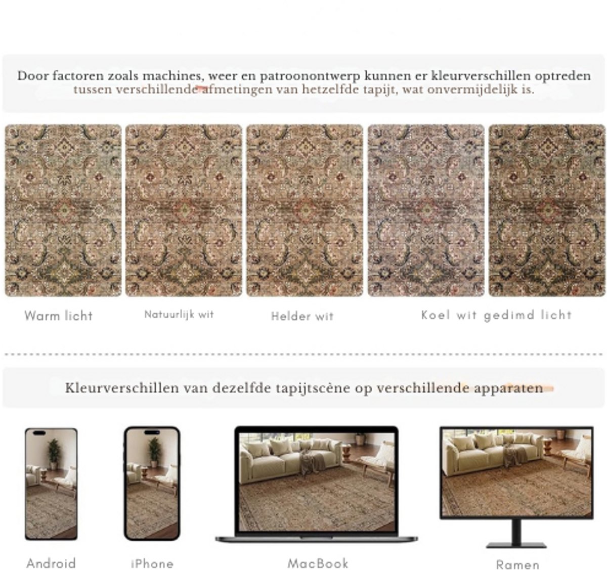HUGEAR Vintage Woonkamer Tapijt Bruin Vloerkleed Groot