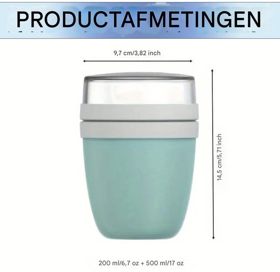 HOTUT Overnight Oats Container, 560 ML Herbruikbare Yoghurt Cups, Gesplitste Haver Yoghurt Cup, Granen Yoghurt Cups, Mueslibeker to go lekvrije, Ontbijtmelk Fruit Granen voor Volwassenen (roze