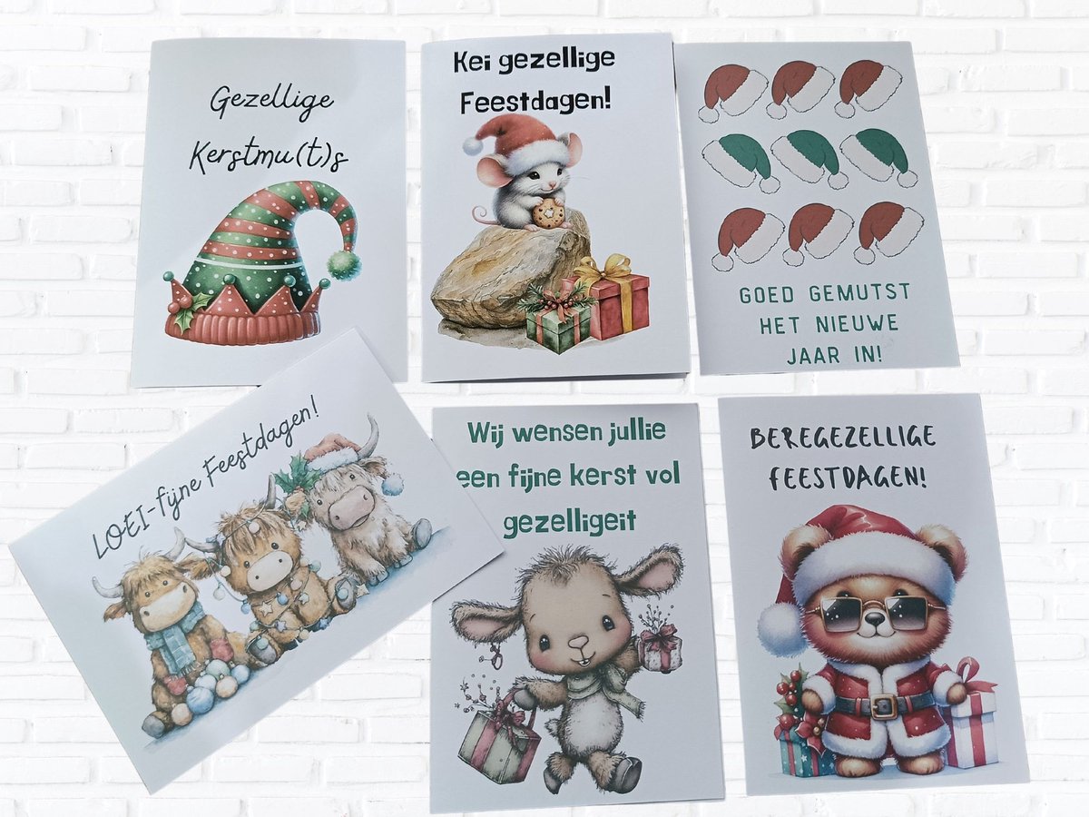 Set van 6 kerstkaarten-eigen ontwerp