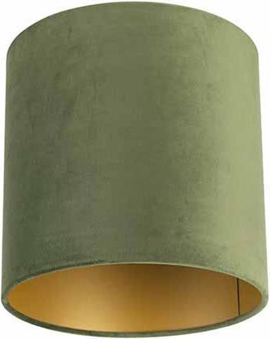 QAZQA cilinder velours - Klassieke Lampenkap - Ø 250 mm - Groen -
