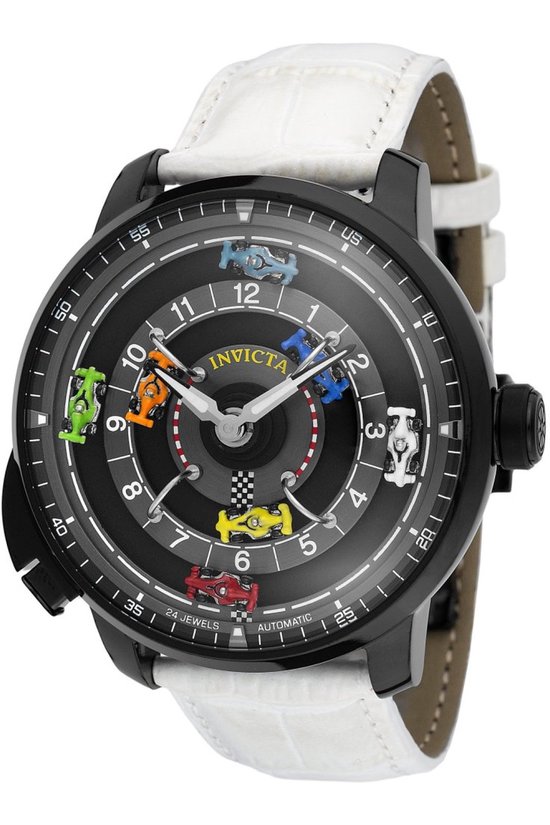 Invicta Racing 69134 Heren Horloge - Waterdicht - Analoog - Automatisch Uurwerk - Roestvrij Staal met zwarte Wijzerplaat - 46mm