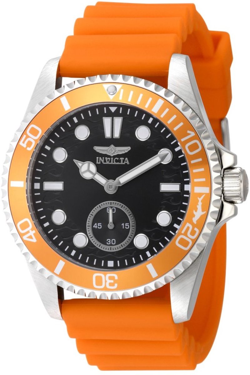 Invicta Pro Diver 49337 Heren Horloge - Waterdicht - Analoog - Quartz Uurwerk - Roestvrij Staal met zwarte Wijzerplaat - 43mm