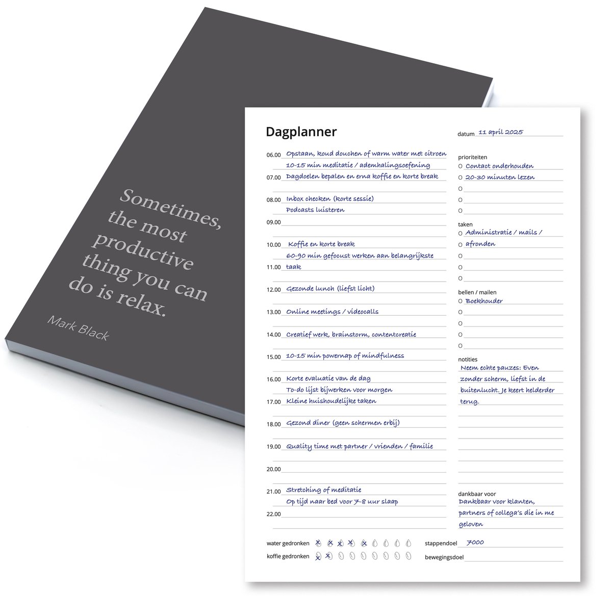 Dagplanner Grijs – 50 Pagina’s – Planner voor Focus & Productiviteit – A5 Formaat